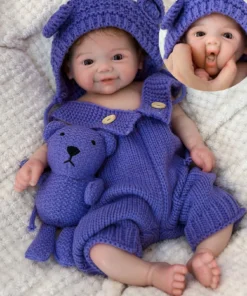 Aizwa1 18 Inch Vivienne Silicone Reborn Girl Handmade Bebe Newborn Baby Doll Can Open Mouth Bebe Newborn