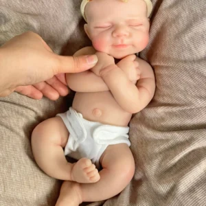 Lifelike Reborn Baby Dolls 12" Full Silicone Reborn Baby Sleeping Girl with Clothes Set & Feeding Accessories