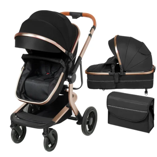 Baby Stroller High-Land scape Baby Carriage Adjust Position for Infant Toddler Portable Folding Pram Reversibale Stroller 2in1