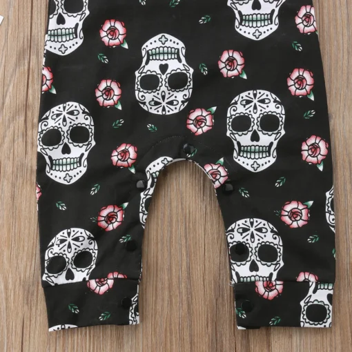 Citgeett Halloween Newborn Skull Floral Baby Boys Girls Romper Sleeveless Jumpsuit Headband Outfits Summer Holiday Clothes