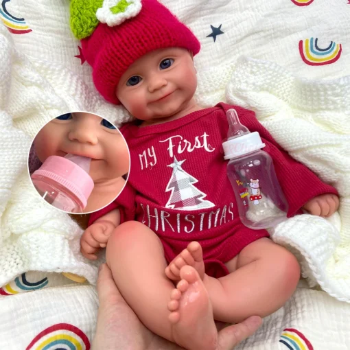 50cm Open Mouth Realistic Soft Touch Full Body Silicone Reborn Baby Girl Weighted Newborn Doll for Lifelike Cuddle Experience