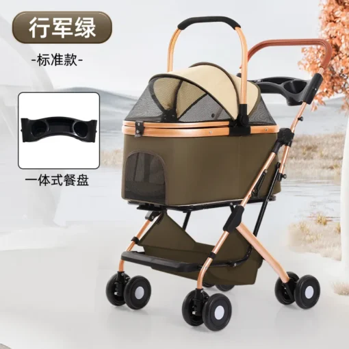 3 in 1 Pet Stroller with 4 Wheels Foldable Pet Travel Carrier for Medium Dogs Cats Up To 50lbs Car Seat Pet Bag Storage Basket