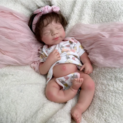 19Inch Soft Baby Girl/Boy Pascale with Rooted Hair Realistic Silicone Reborn Doll 3D Skin Washable Dolls for Collectors Kids Toy