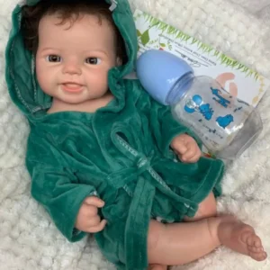 Saskia 16 Inch Emmy Silicone Reborn Baby Boy Can Open Mouth Handmade Realistic Newborn Doll Best For Children Christmas Gift