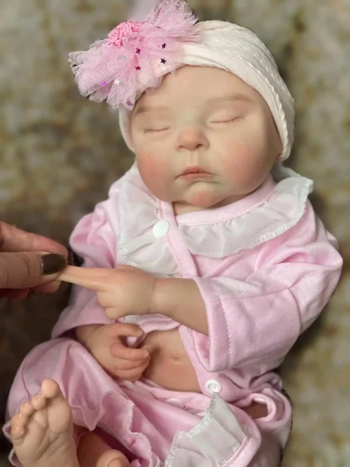 S32f245931f02418b99cec01acb82ce26v-2.webp Saskia 18-Inch Adorable Peaches Silicone Reborn Doll - Handmade 3D Painted Lifelike Sleeping Newborn | Artist-Painted Baby