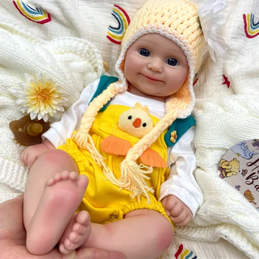 50cm Open Mouth Realistic Soft Touch Full Body Silicone Reborn Baby Girl Weighted Newborn Doll for Lifelike Cuddle Experience