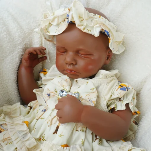 18.9" Full Body Solid Silicone Reborn Baby 6.8Lbs Girl Weighted 3D Skin Visible Veins Newborn Doll Kids Toy Anti-Stress