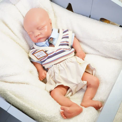 Artificial Soft Full Body Platinum Silicone Painted Reborn Doll Girl Handmade 18.31inch Solid Newborn Fake Boy For Kid Gift