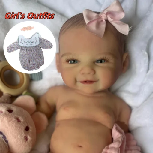 Can Open Mouth Vivienne 18Inch bebe reborn silicona Girl Doll With Painted Hair Washable Doll Lifelike Reborn Girl Doll