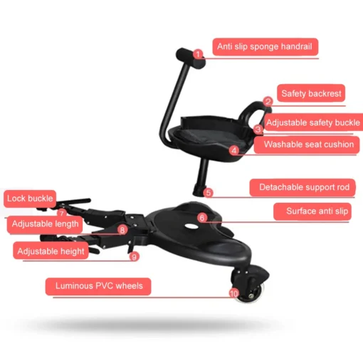 Trolley Auxiliary Trailer Children Stroller Pedal Adapter Baby Prams Auxiliary Trailer Footrest Pushchair Step Board Accessories