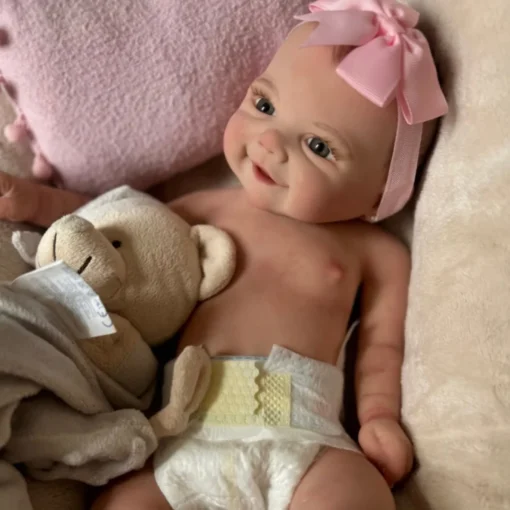 Can Open Mouth Vivienne 18Inch bebe reborn silicona Girl Doll With Painted Hair Washable Doll Lifelike Reborn Girl Doll