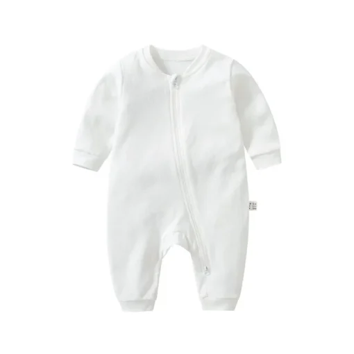 Spring Long Sleeve Solid Baby Boys Girls Rompers Cotton Jumpsuits Kids Clothes Climb Suits Zipper Nightclothes
