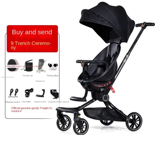 V18 PLUS Baby Stroller 0-3 Years old Baby Walker Two-way Stroller Lightweight Folding High Landscape Egg-shaped Strollers