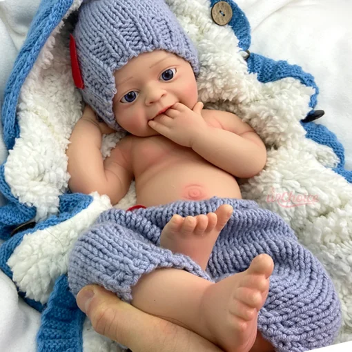 S5edc5020cbb64c3da2698cb89d648e69c.webp Realistic Details Waterproof Silicone Reborn Baby Boy18Inch Open Blue Eyes Soft Baby Educational Prop for Nursing Training