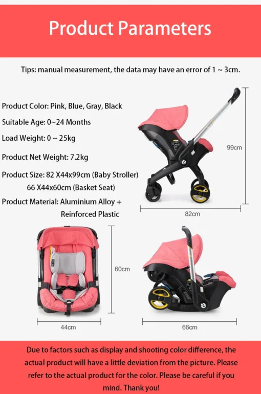 Baby Stroller 3 in 1 High Landscape Newborn Car Seat Stroller Infant Trolley Wagon Portable Baby Pushchair Cradle Travel System