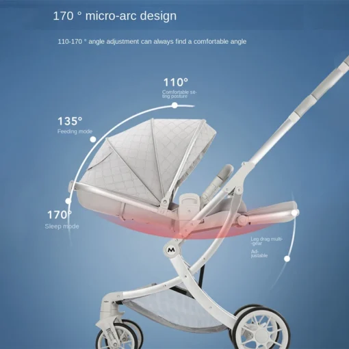 Baby Stroller Can be Sitting and Lying Down Two-way Push Lightweight One-button Folding High Landscape Baby Newborn Stroller