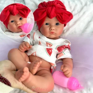 45cm Open Mouth Chubby Girl Full Soft Silicone Reborn Baby Realistic Details Doll for Pregnancy or Infant Loss Memorial Keepsake