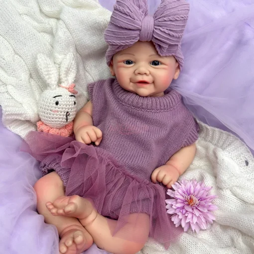 17" Soft Silicone Body Reborn Baby Doll Lifelike Reborn Toddler Vivienne Real Life Baby Doll Newborn Doll Girl & Boy Blue Eyes