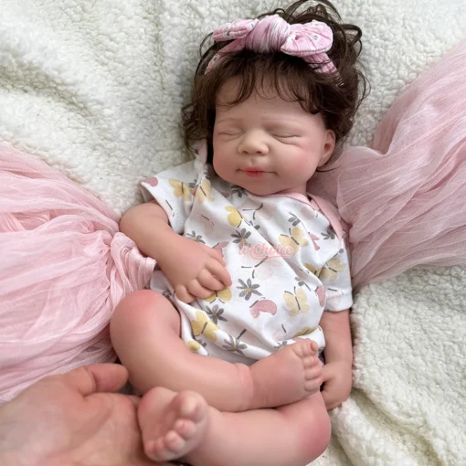 19Inch Soft Baby Girl/Boy Pascale with Rooted Hair Realistic Silicone Reborn Doll 3D Skin Washable Dolls for Collectors Kids Toy