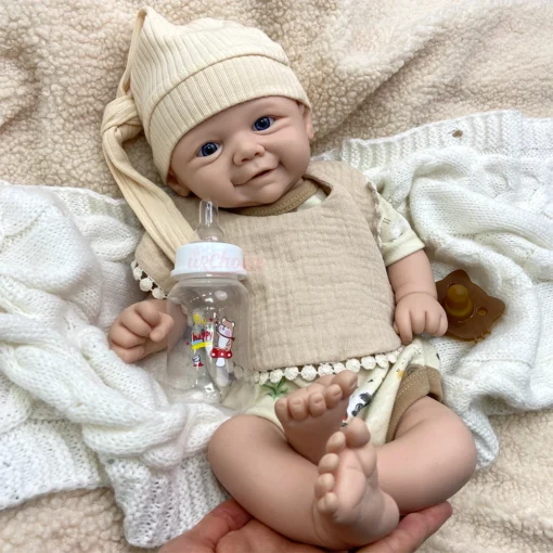 17" Soft Silicone Body Reborn Baby Doll Lifelike Reborn Toddler Vivienne Real Life Baby Doll Newborn Doll Girl & Boy Blue Eyes