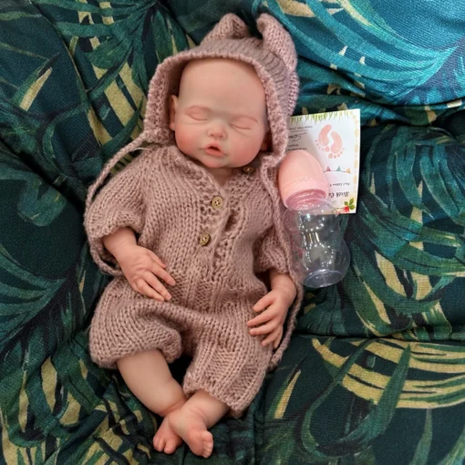 S8637515e1d2a4123b2e11dba445b5bb5h-2.webp 18 Inch Asleep Reborn Baby Doll Lifelike Full Body Soft Silicone Girl Multiple Layers Painting Newborn Art Collectible Gift