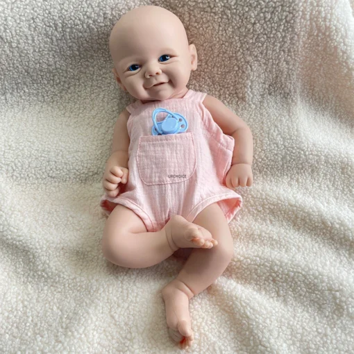 Handmade Painted 17Inch Silicone Reborn Baby Girl Soft Washable Lifelike Detail Features Doll for Collector Christmas Gift