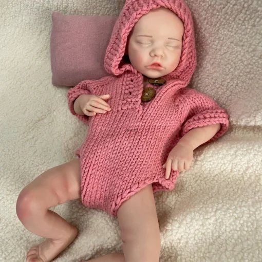 S904dba84ae564c3994b2e95b89c88465H.webp Realistic Flexible Silicone Reborn Baby Girl 17Inch 3D Skin Waterproof Lifelike Newborn Doll As Memorable Gifts