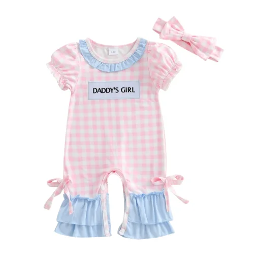 S916e8d138a6441f5bb33b8fcc3c7265cu.webp Adorable Toddler Floral Print Sleeveless Romper with Matching Bow Headband Set for Summer Fun Outfits
