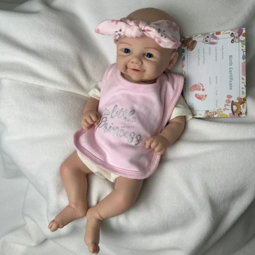 Handmade Painted 17Inch Silicone Reborn Baby Girl Soft Washable Lifelike Detail Features Doll for Collector Christmas Gift