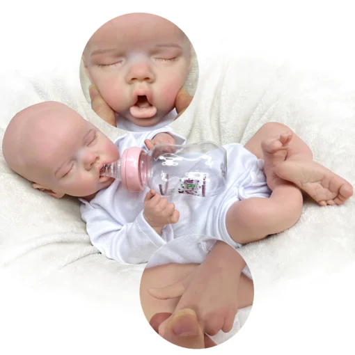 AnjoDoll 16-18Inch Twins A&B Full Solid Silicone Reborn Doll Bebe Painted Sleeping Baby Doll Boneca Reborn Corpo De Silicone