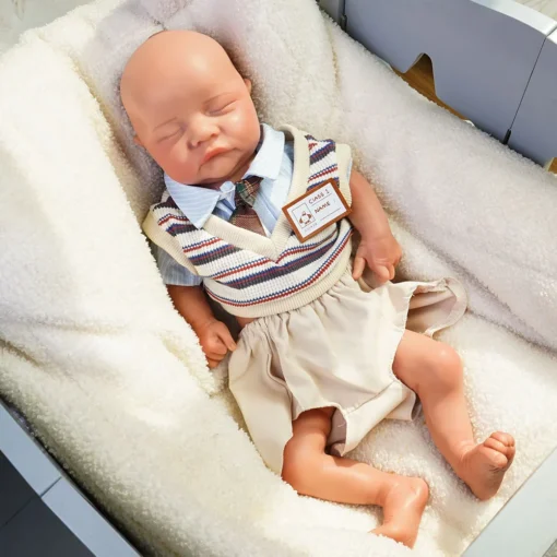 Artificial Soft Full Body Platinum Silicone Painted Reborn Doll Girl Handmade 18.31inch Solid Newborn Fake Boy For Kid Gift