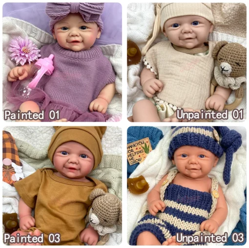 17" Soft Silicone Body Reborn Baby Doll Lifelike Reborn Toddler Vivienne Real Life Baby Doll Newborn Doll Girl & Boy Blue Eyes