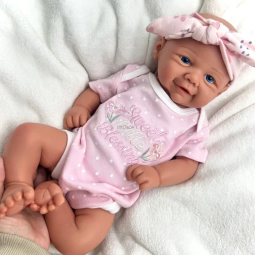 Handmade Painted 17Inch Silicone Reborn Baby Girl Soft Washable Lifelike Detail Features Doll for Collector Christmas Gift
