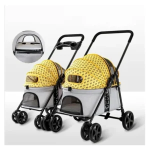 Outdoor Puppy Stroller Cat Dog Travel Breathable Pet Stroller Lightweight Folding Universal Wheels Small Medium Pet Stroller