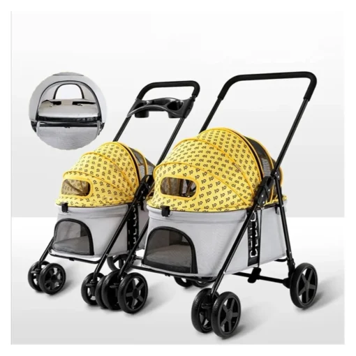 Outdoor Puppy Stroller Cat Dog Travel Breathable Pet Stroller Lightweight Folding Universal Wheels Small Medium Pet Stroller