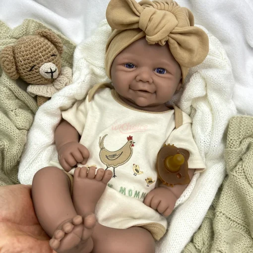 17" Soft Silicone Body Reborn Baby Doll Lifelike Reborn Toddler Vivienne Real Life Baby Doll Newborn Doll Girl & Boy Blue Eyes