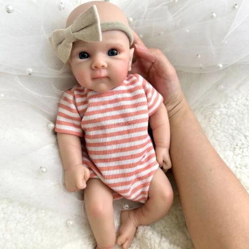12 Inch 30CM Soft Full Silicone Reborn Baby Girl with Rooted Hair Washable Body Visible Veins Doll Birthday Christmas Gift