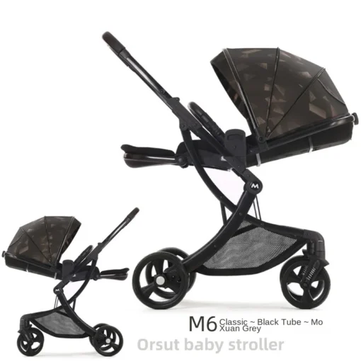 Baby Stroller Can be Sitting and Lying Down Two-way Push Lightweight One-button Folding High Landscape Baby Newborn Stroller