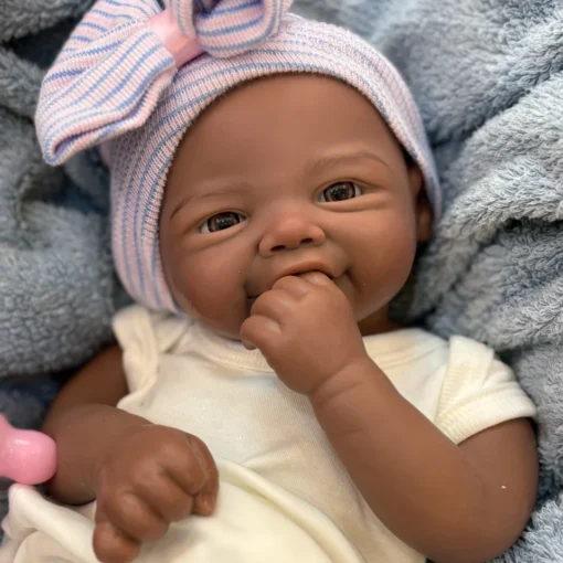 Safd582c872904a89a52de929220d67e7E.webp 18Inch Vivienne bébé reborn Girl Dark Skin Can Open Mouth bebe reborn de silicona Doll Soft Touch Handamde Reborn Silicone Doll