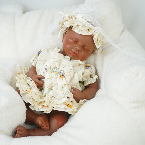 18.9" Full Body Solid Silicone Reborn Baby 6.8Lbs Girl Weighted 3D Skin Visible Veins Newborn Doll Kids Toy Anti-Stress