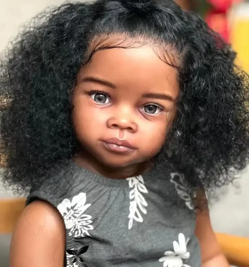 EGO Customized Limited Supply 29inch Reborn Baby Doll Meili With Dark Skin With Curly Same Hair Already Finished Doll