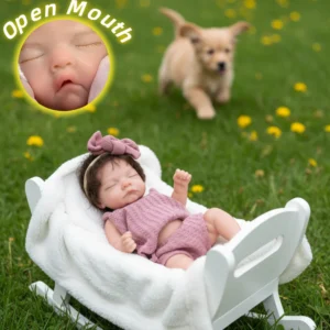 Sbd89bcc8c1ff41f3a2873cbb882f4919e.webp Can Open Mouth 26cm Waterproof Solid Silicone Bebe Reborn Girl With Rooted Hair Soft Touch Lifelike Realistic Newborn Girl Doll