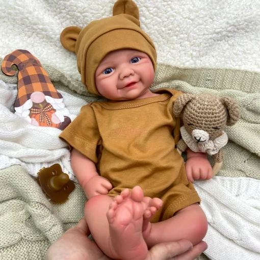 17" Soft Silicone Body Reborn Baby Doll Lifelike Reborn Toddler Vivienne Real Life Baby Doll Newborn Doll Girl & Boy Blue Eyes