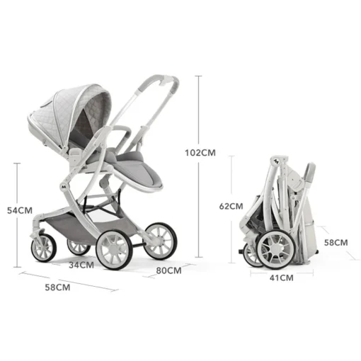 Baby Stroller Can be Sitting and Lying Down Two-way Push Lightweight One-button Folding High Landscape Baby Newborn Stroller