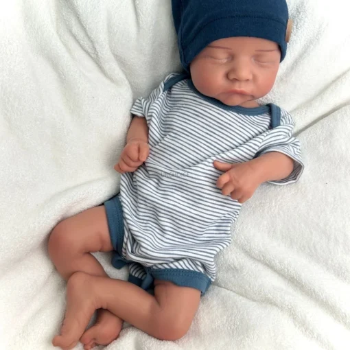 Sd1e228df07c74df7a9c6d216c0caf189R-3.webp Handmade 18Inch Lifelike Details Flexible Silicone Reborn Baby Boy Weighted Newborn Doll for Healing Accompany Parents