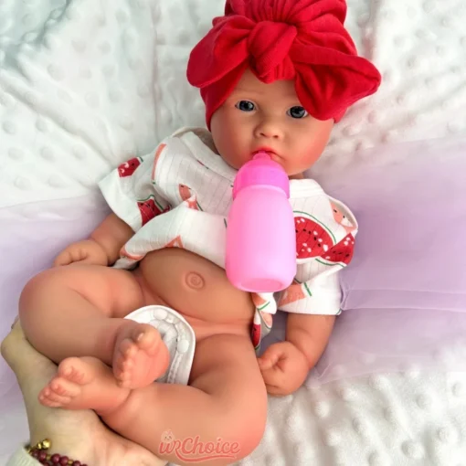 45cm Open Mouth Chubby Girl Full Soft Silicone Reborn Baby Realistic Details Doll for Pregnancy or Infant Loss Memorial Keepsake