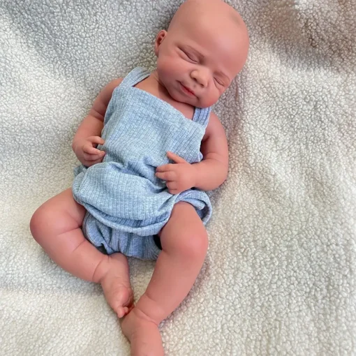 100% Whole Silicone Reborn Baby Boy 18.5" Painted Handmade Realistic Soft Weighted Newborn Doll Anti-Stress Christmas Gift