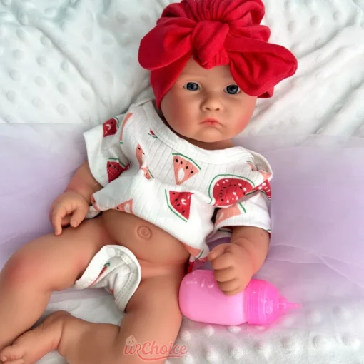45cm Open Mouth Chubby Girl Full Soft Silicone Reborn Baby Realistic Details Doll for Pregnancy or Infant Loss Memorial Keepsake