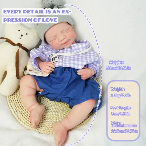 Artificial Soft Full Body Platinum Silicone Painted Reborn Doll Girl Handmade 18.31inch Solid Newborn Fake Boy For Kid Gift