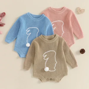 Sfc979310329b48bf9b7e0137dae8eef1l.webp 2024-10-30 Lioraitiin 0-18M Newborn Baby Boys Girls Easter Romper Spring Long Sleeve Bunny Embroidery Knit Bodysuit Playsuit